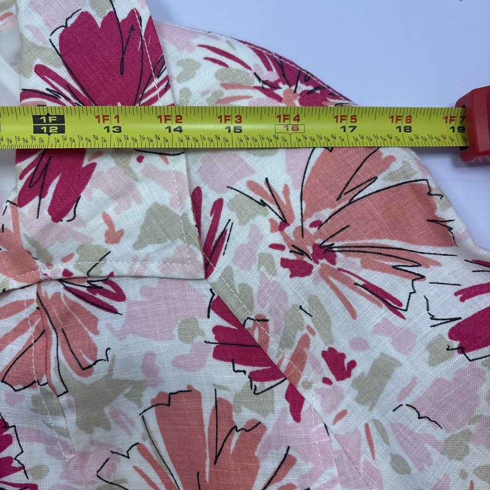 Vtg‎ Kim Rogers Women's Floral Linen Jacket Size Petite Large 3/4  Sleeve - Picture 8 of 11